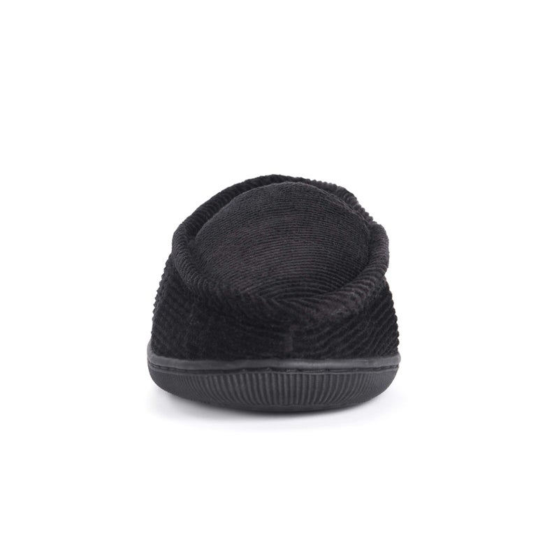 Muk LUKS Men's Corduroy Moccasin with Flannel Lining, Black, Large - Image 4